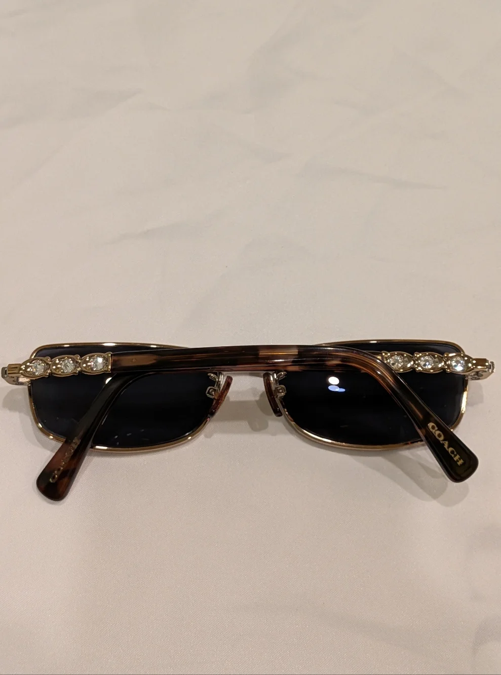 Coach Rose Gold Metal Eyeglasses with Tortoise Temples and Crystal Accents - Picture 12 of 16
